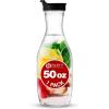PARTY BARGAINS 50 oz Plastic Carafe with White Flip-Tab Lid, Clear – 12 Pack Heavy-Duty Spill-Resistant Pitchers for Iced Tea, Juice, Cold Beverages, Powdered Drinks, Mimosa(Black Cap)