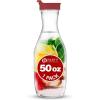 PARTY BARGAINS 50 oz Plastic Carafe with White Flip-Tab Lid, Clear – 12 Pack Heavy-Duty Spill-Resistant Pitchers for Iced Tea, Juice, Cold Beverages, Powdered Drinks, Mimosa(Red Cap)