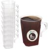 PARTY BARGAINS 8 oz Square Clear Plastic Coffee Cups with Handles – [8 Pack] Disposable Plastic Tea Cups, Excellent for Weddings, Bridal Showers, Engagement Parties, Camping(Square Clear)