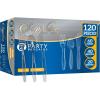 PARTY BARGAINS Argyle White Plastic Cutlery Set 360-Piece – 180 Forks, 120 Spoons, 60 Knives – Heavy-Duty Disposable Utensils for Parties, Weddings, Buffets, BBQs & Catering – BPA Free(Sapphire)