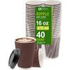 PARTY BARGAINS Ripple Hot Cups without Lids, 10 oz, 40 Count, Brown, Insulated Double Wall, Disposable Paper Coffee Cups, To-Go Cup, Tea, Hot Beverages, No Sleeve Needed(16 Ounce)