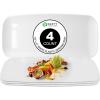 Party Bargains 10×5 Inch Plastic Serving Tray, White Rectangular Platter, 4 Pack