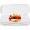 Party Bargains 17×5 Inch Plastic Serving Tray, White Rectangular Platter, 8 Pack