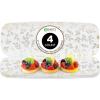 Party Bargains 17×5 Inch Plastic Serving Tray, White with Leaves Rectangular Platter, 4 Pack