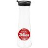 Party Bargains 34 Oz. Water Carafe with Black Flip Tab Lid, Round Base, 1 Pack