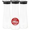 Party Bargains 34 Oz. Water Carafe with Black Flip Tab Lid, Round Base, 3 Pack