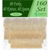 Party Bargains Disposable Plastic Gold Cutlery Set | Durable & Elegant Stylish Polished Gold Cutlery | 80 Forks, 40 Knives, 40 Spoons, Party of 40