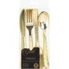Party Bargains Disposable Silverware Spoons with Pebbled Design, 64 Count, Silver, Heavy Duty Plastic Flatware Cutlery Utensils, Excellent for Weddings, Parties, Buffet, Catering(Gold Combo)