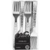 Party Bargains Disposable Silverware Spoons with Pebbled Design, 64 Count, Silver, Heavy Duty Plastic Flatware Cutlery Utensils, Excellent for Weddings, Parties, Buffet, Catering(Silver Forks)