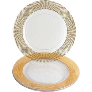 PARTY BARGAINS 13-Inch Charger Plates – 8 Pack, Organic Collection Black Gold Rim, Heavy-Duty Disposable Chargers for Elegant Dining – Ideal for Weddings and Formal Events(Gold Textured)