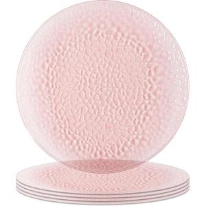 PARTY BARGAINS 13-Inch Charger Plates – 8 Pack, Organic Collection Black Gold Rim, Heavy-Duty Disposable Chargers for Elegant Dining – Ideal for Weddings and Formal Events(Hammered Pink)
