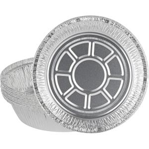 PARTY BARGAINS 14-Inch Round Disposable Aluminum Pans – 5 Pack (Lids not included) – For Baking, Roasting, BBQ, Perfect for Kitchen, Takeout Food, Catering, Picnic, Camping (Max 240°C)(14 Inch)