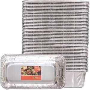 PARTY BARGAINS 2 lb Loaf Pans Disposable Aluminum Bread Tins, 40 Pack – Heavy-Duty Oven-Safe Bakeware (Max 240°C) for Bread Loaf, Meatloaf, Cakes, Parties & Events(50)