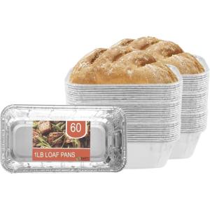 PARTY BARGAINS 2 lb Loaf Pans Disposable Aluminum Bread Tins, 40 Pack – Heavy-Duty Oven-Safe Bakeware (Max 240°C) for Bread Loaf, Meatloaf, Cakes, Parties & Events(60)