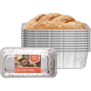 PARTY BARGAINS 2 lb Loaf Pans Disposable Aluminum Bread Tins, 40 Pack – Heavy-Duty Oven-Safe Bakeware (Max 240°C) for Bread Loaf, Meatloaf, Cakes, Parties & Events(10)