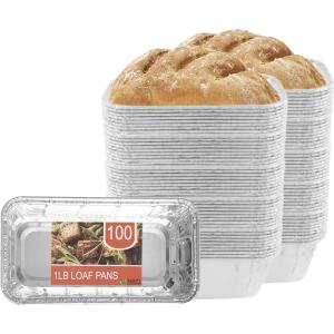 PARTY BARGAINS 2 lb Loaf Pans Disposable Aluminum Bread Tins, 40 Pack – Heavy-Duty Oven-Safe Bakeware (Max 240°C) for Bread Loaf, Meatloaf, Cakes, Parties & Events(100)