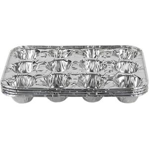 PARTY BARGAINS 6-Cup Aluminum Muffin Pans – 40 Pack, Standard Size Cupcake Pans, Disposable Muffin Tin for Baking (Max 240°C)(Mini Cupcakes)