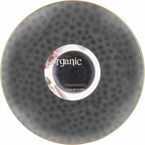 PARTY BARGAINS 9″ Plastic Dinner Plates with Gold Rim, 10-Pack Hammered Transparent Blue Disposable Party Plates for Weddings, Parties & Events(Black with Gold Rim)