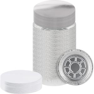 PARTY BARGAINS 9-Inch Round Disposable Aluminum Pans – 40 Pack (Set with Board Lids) – For Baking, Roasting, BBQ, Perfect for Kitchen, Takeout Food, Catering, Picnic, Camping (Max 240°C)(7 Inch)