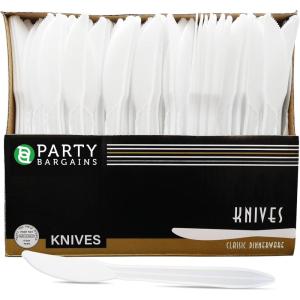 PARTY BARGAINS Plastic Knives – [400 Count] Lightweight Disposable White Knife, Excellent for Desserts, Appetizers, Spices, Samples or Everyday Use