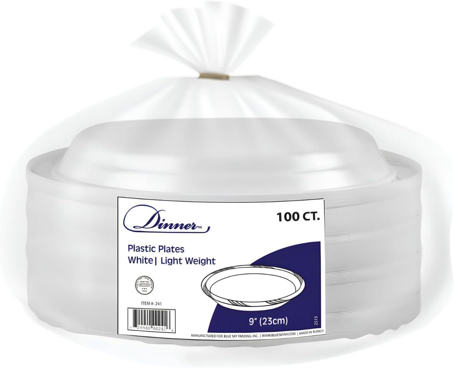 imageBlue Sky 100 Count Disposable Plastic Plates 9Inch White