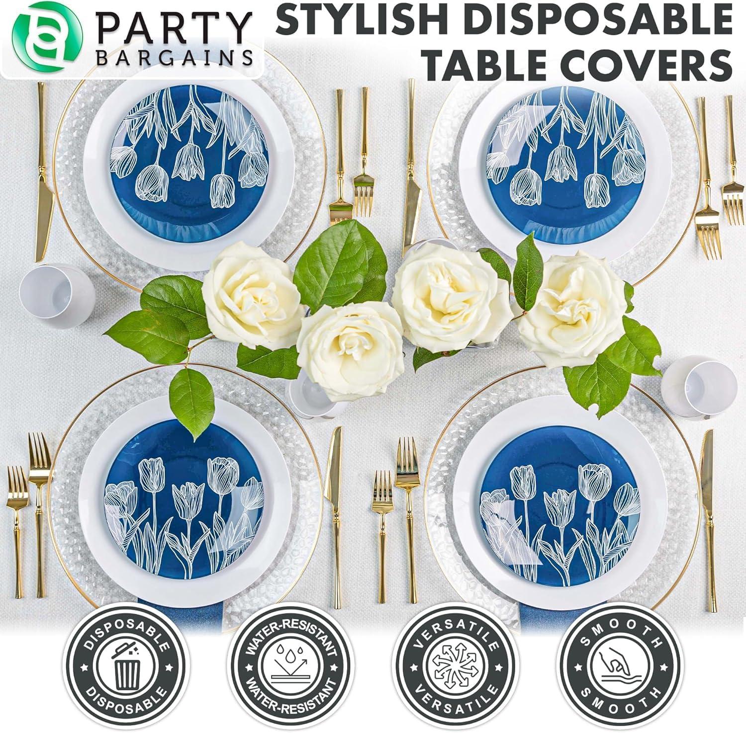 imagePARTY BARGAINS 5 Disposable Table Covers 54 X 54 White Table Cover 3 Ply Paper amp Plastic TableclothA White