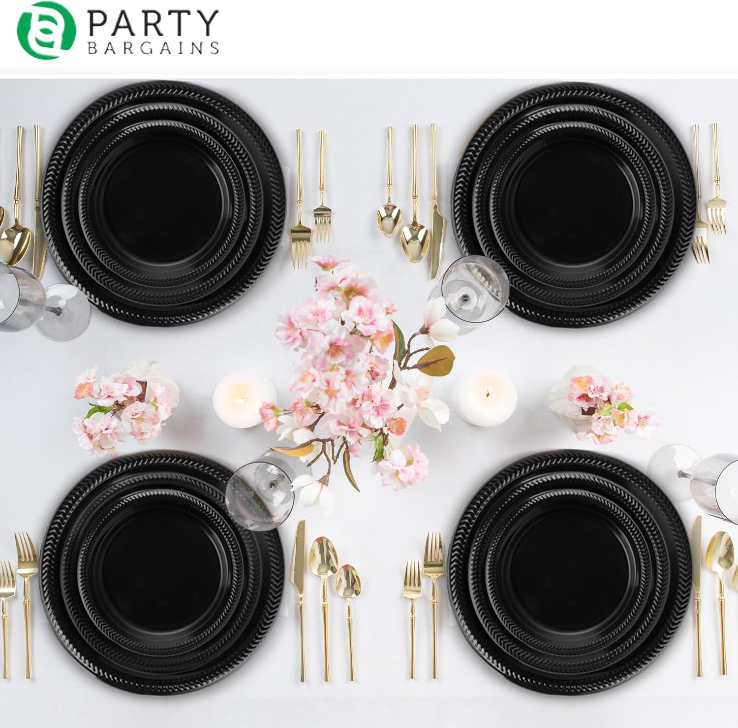 imagePARTY BARGAINS 6 Inch Disposable Black Plastic Plates 200 Pack Microwave Safe DinnerwareBlack