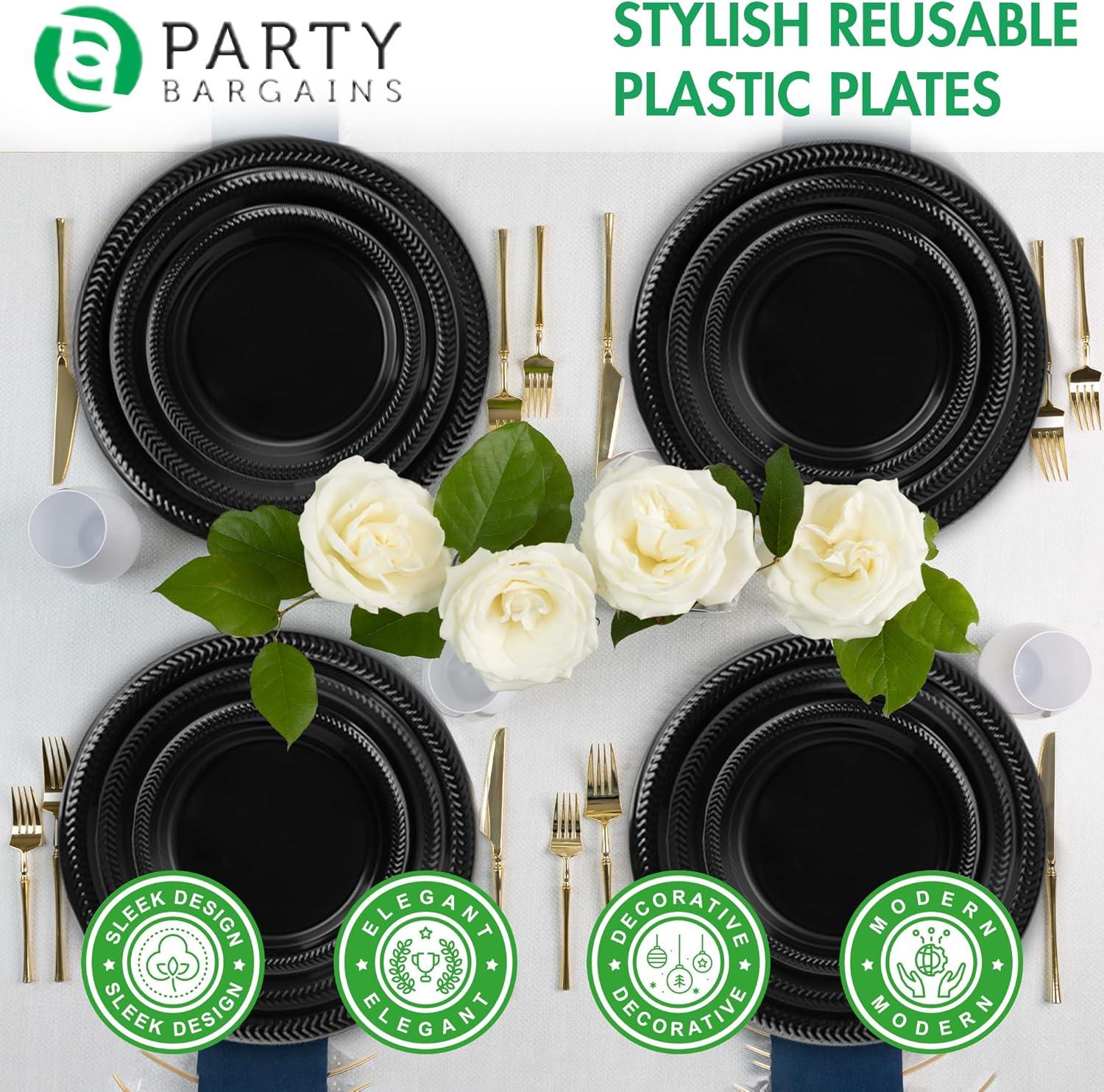 imagePARTY BARGAINS 6 Inch Disposable Black Plastic Plates 200 Pack Microwave Safe DinnerwareBlack