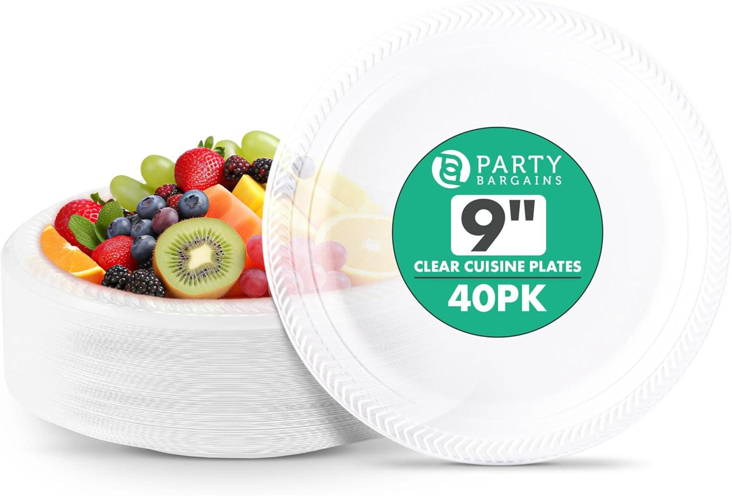 imagePARTY BARGAINS 6 Inch Disposable Black Plastic Plates 200 Pack Microwave Safe DinnerwareClear