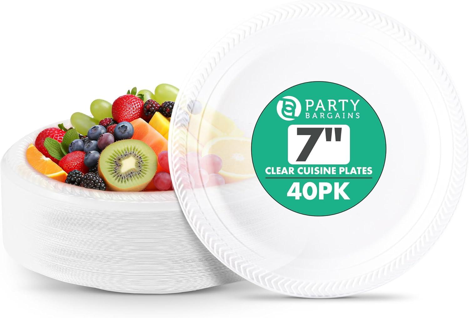 imagePARTY BARGAINS 6 Inch Disposable Black Plastic Plates 200 Pack Microwave Safe DinnerwareClear