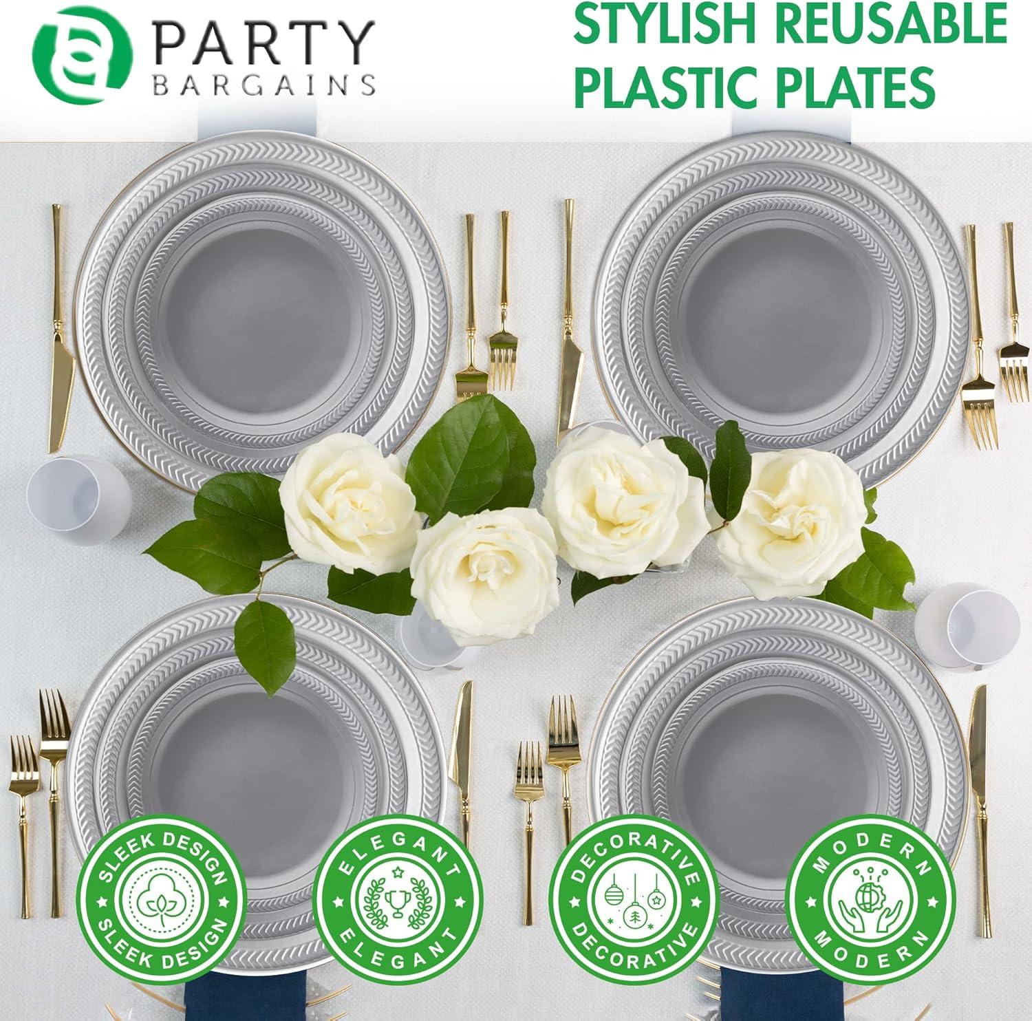 imagePARTY BARGAINS 6 Inch Disposable Black Plastic Plates 200 Pack Microwave Safe DinnerwareClear