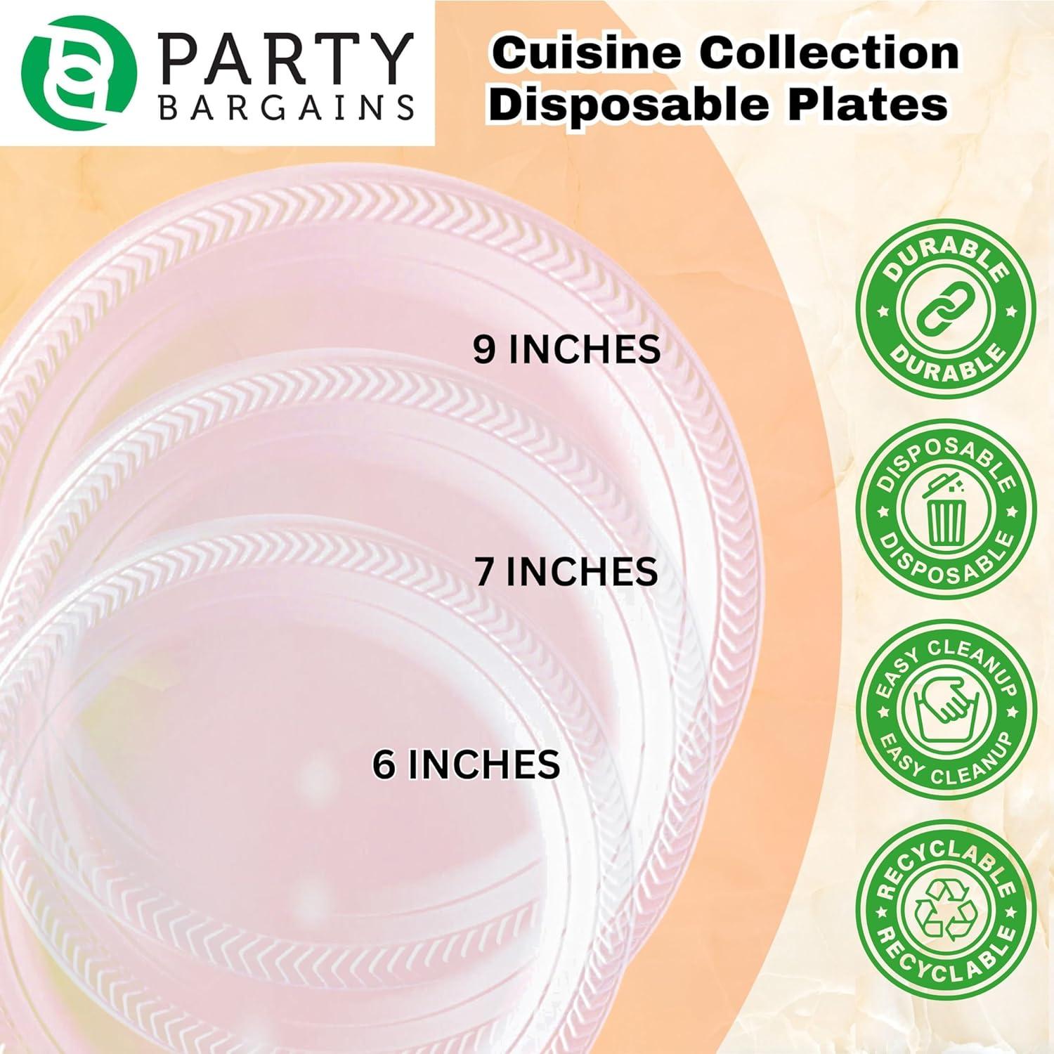 imagePARTY BARGAINS 6 Inch Disposable Black Plastic Plates 200 Pack Microwave Safe DinnerwareClear