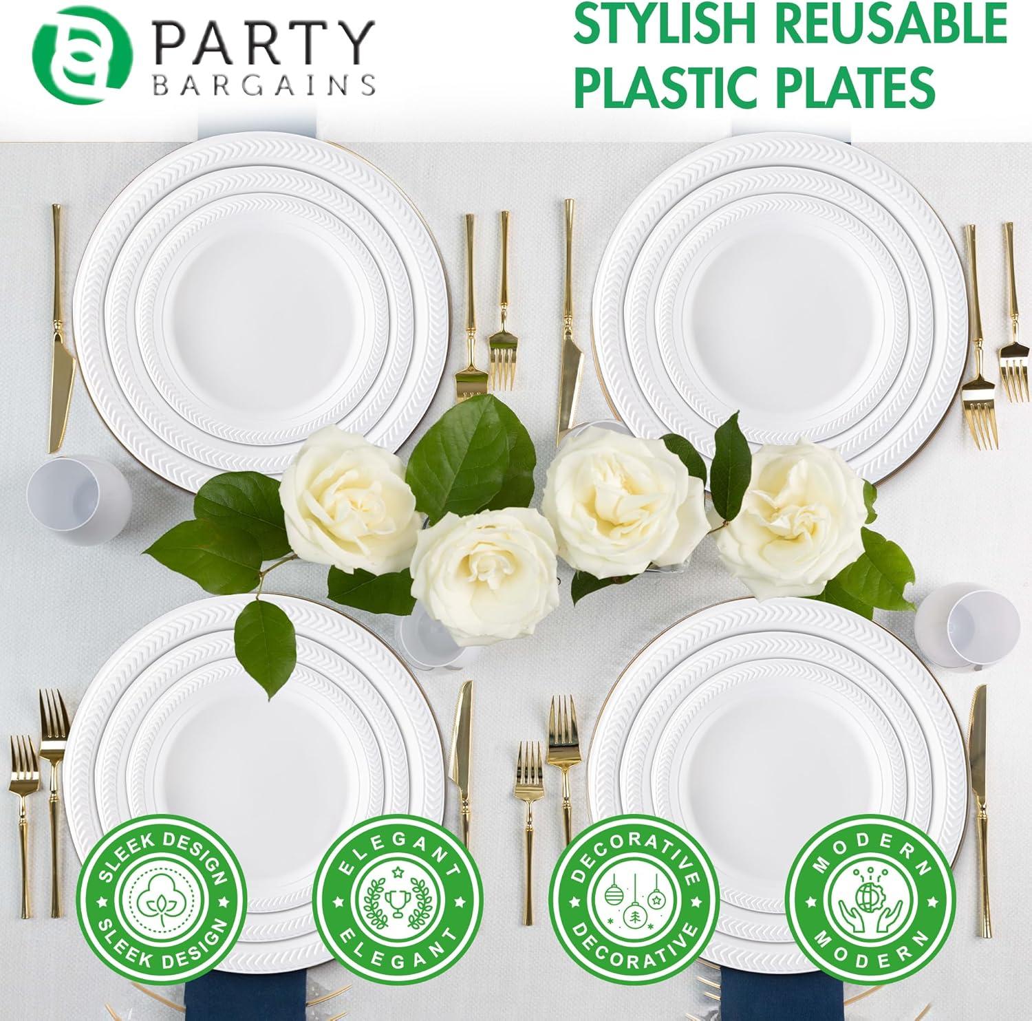imagePARTY BARGAINS 6 Inch Disposable Black Plastic Plates 200 Pack Microwave Safe DinnerwareWhite