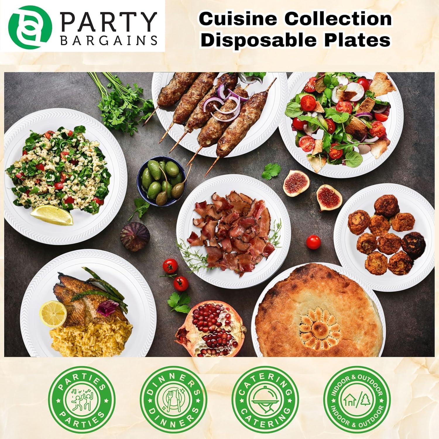 imagePARTY BARGAINS 6 Inch Disposable Black Plastic Plates 200 Pack Microwave Safe DinnerwareWhite
