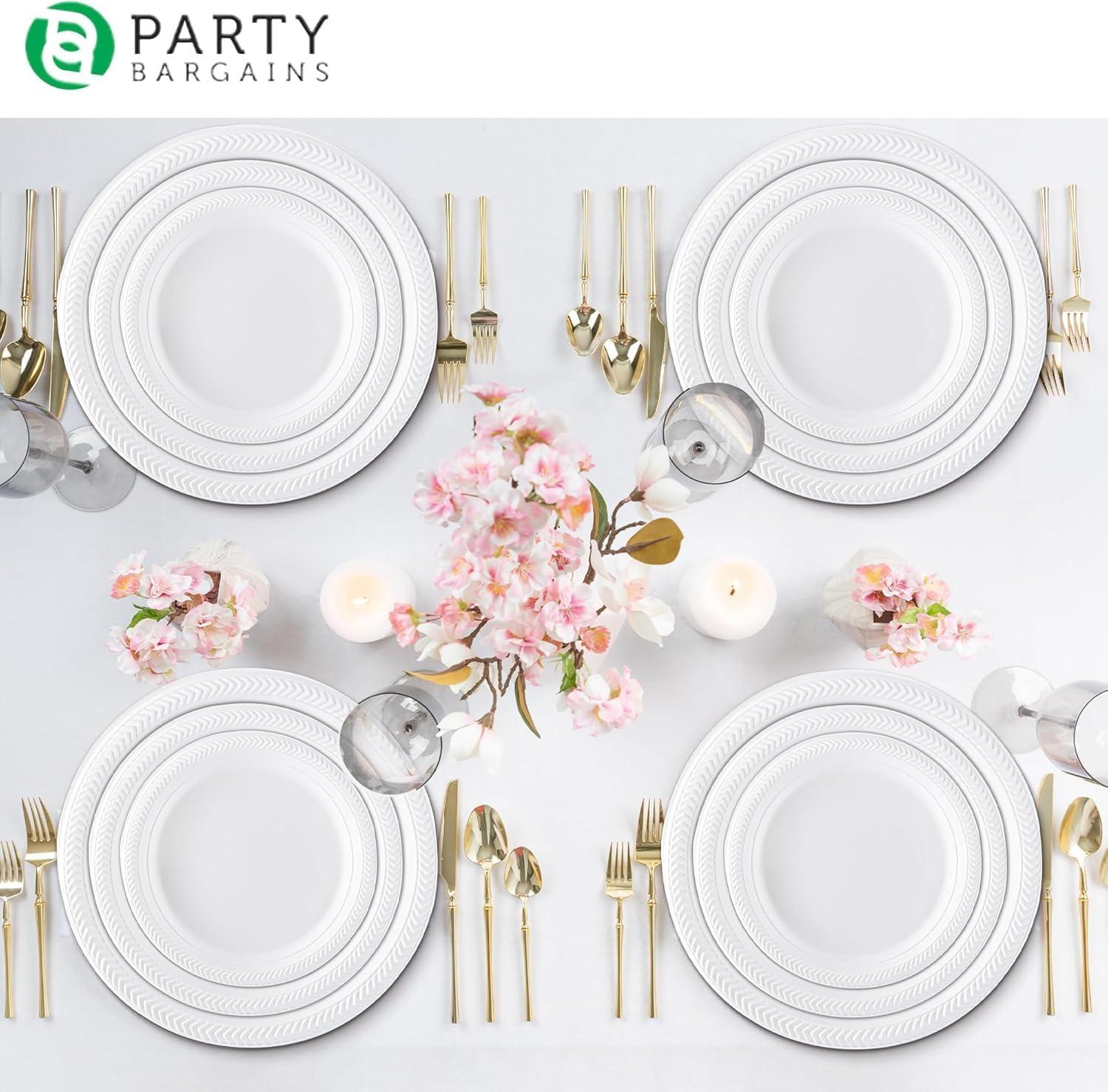 imagePARTY BARGAINS 6 Inch Disposable Black Plastic Plates 200 Pack Microwave Safe DinnerwareWhite