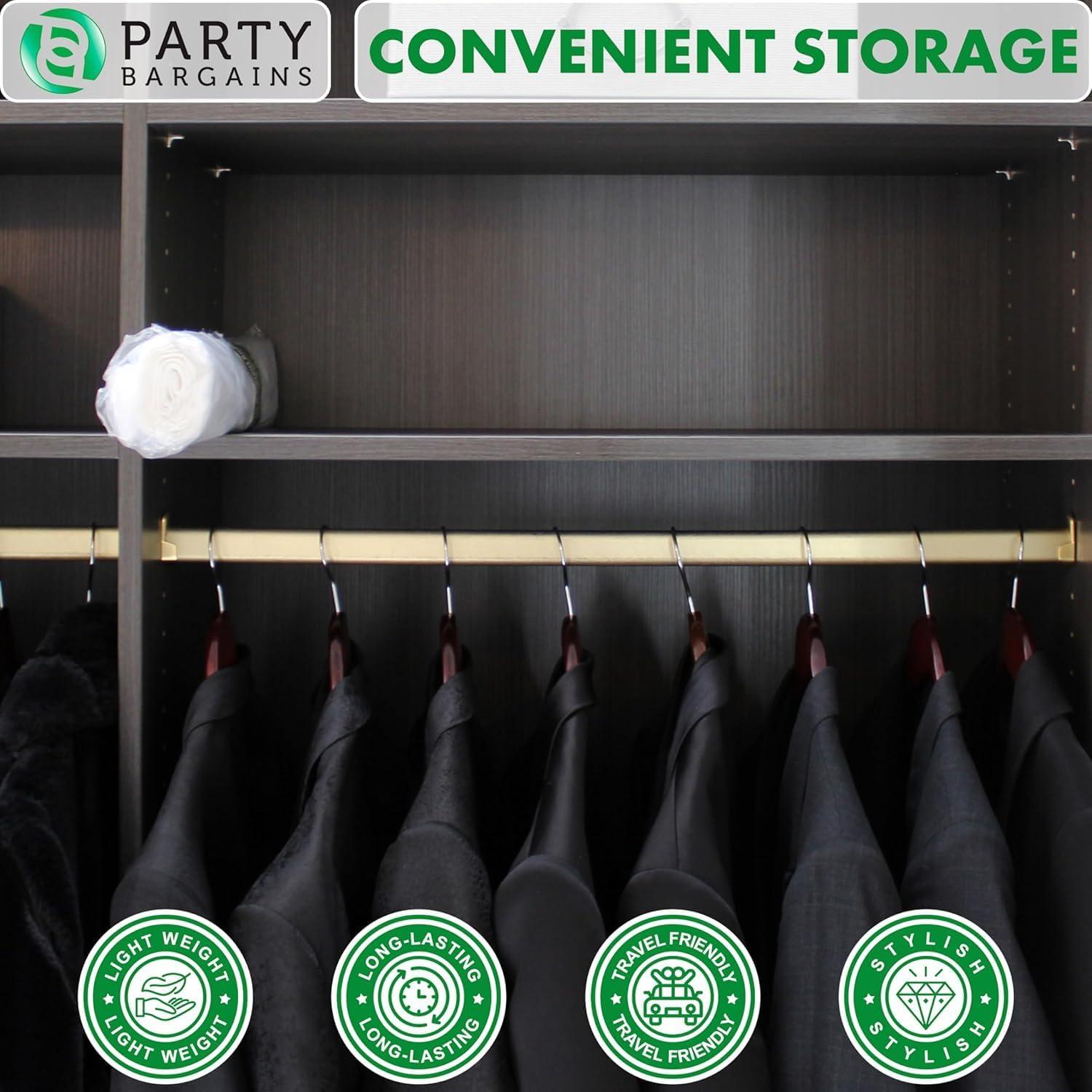 imagePARTY BARGAINS 60 x 20 Inch Disposable Clear Garment Bags 50 Pack HeavyDuty Plastic Clothes Covers for Suits Dresses Coats Closet amp Travel60 x 24 IN