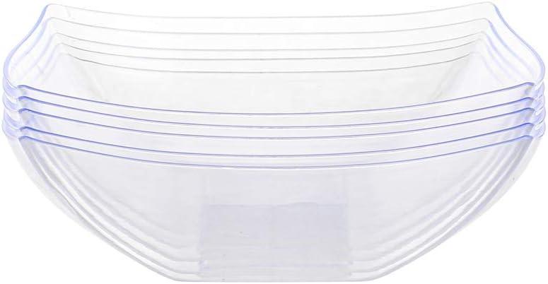 imagePARTY BARGAINS 64 oz Clear Square Plastic Bowls 5Pack ExtraLarge Disposable HeavyDuty Party Serving Bowls for Snacks amp SaladsClear
