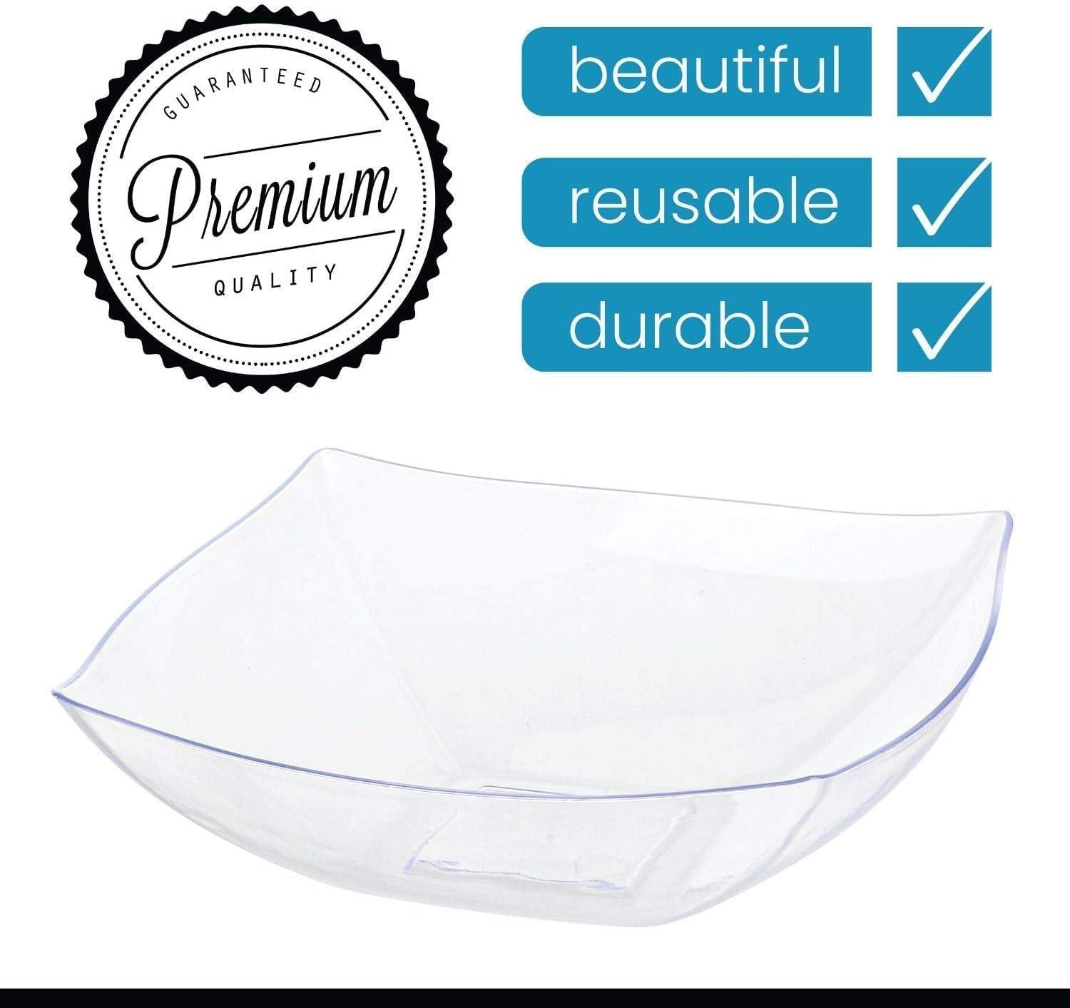imagePARTY BARGAINS 64 oz Clear Square Plastic Bowls 5Pack ExtraLarge Disposable HeavyDuty Party Serving Bowls for Snacks amp SaladsClear