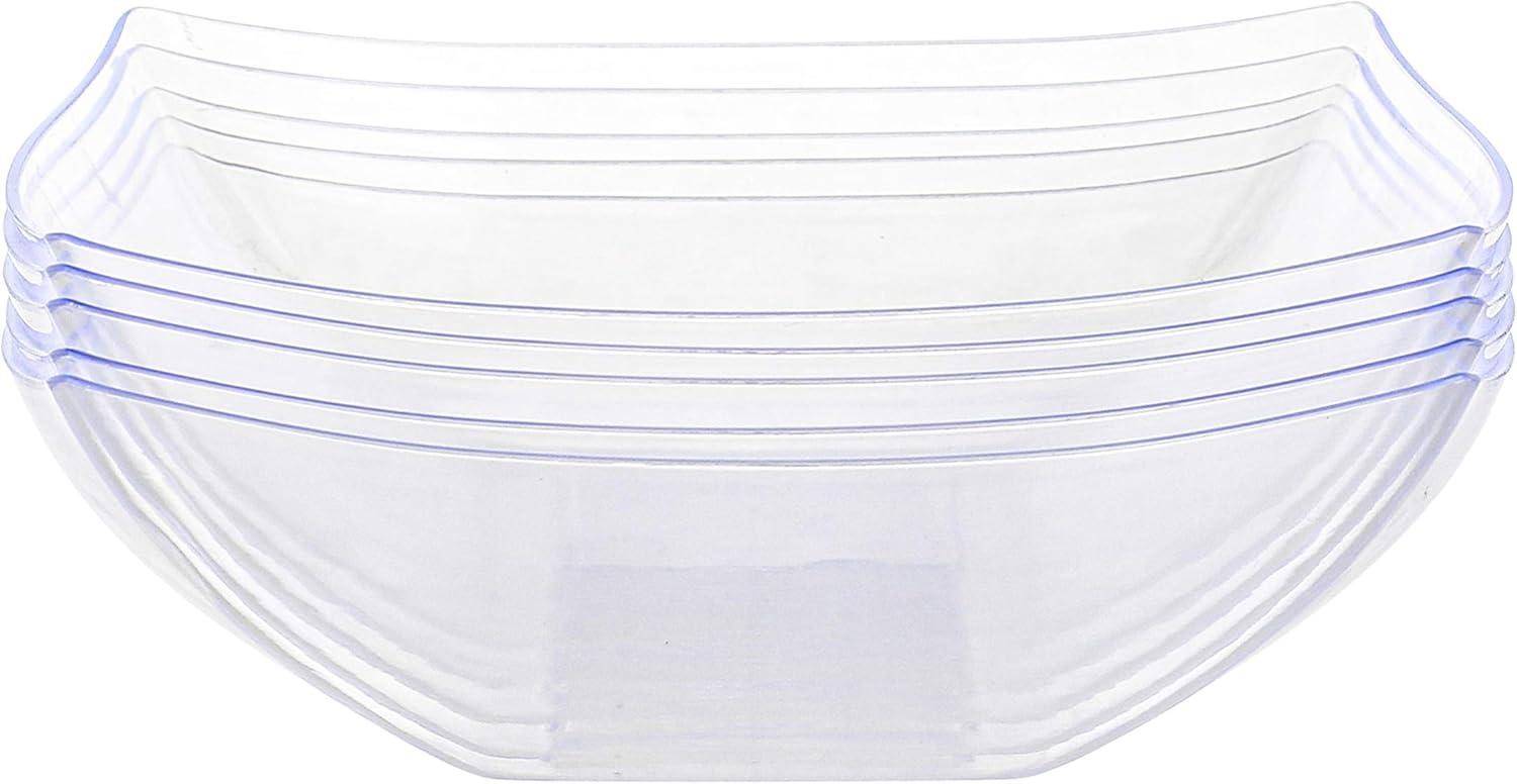 imagePARTY BARGAINS 64 oz Clear Square Plastic Bowls 5Pack ExtraLarge Disposable HeavyDuty Party Serving Bowls for Snacks amp SaladsClear