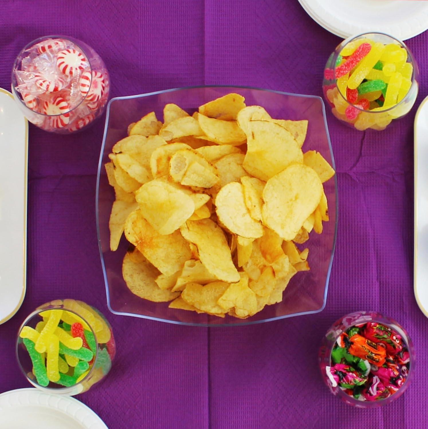 imagePARTY BARGAINS 64 oz Clear Square Plastic Bowls 5Pack ExtraLarge Disposable HeavyDuty Party Serving Bowls for Snacks amp SaladsClear