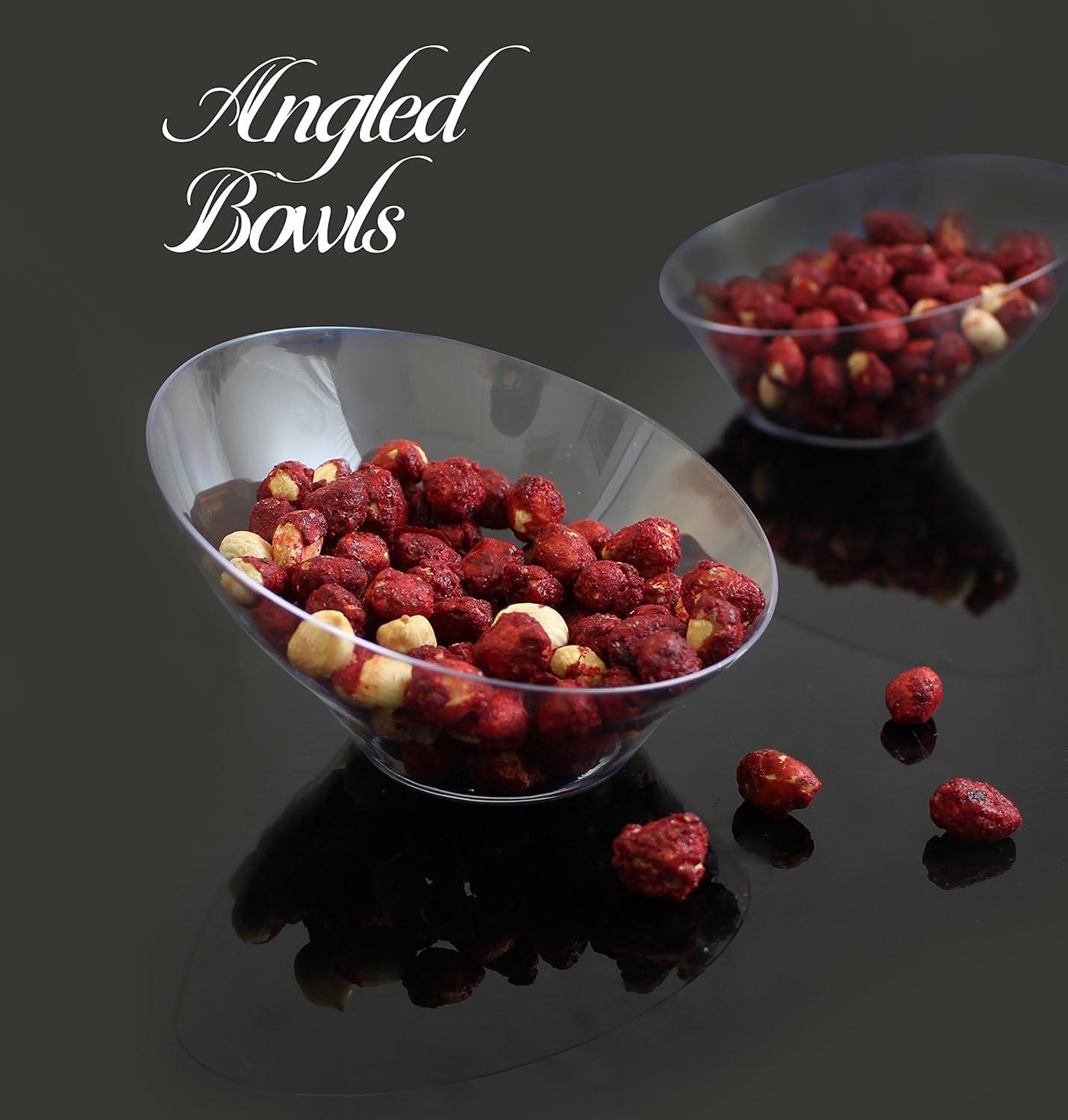 imagePARTY BARGAINS Clear Plastic Angled Bowls 10 oz Small 16 Pack HeavyDuty Disposable Party Serving Bowls for Appetizers amp DessertsClear