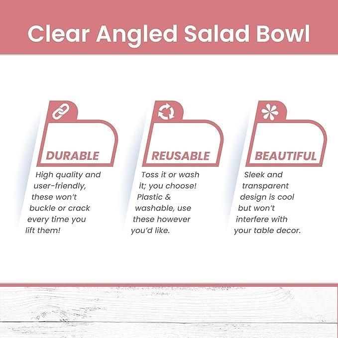 imagePARTY BARGAINS Clear Plastic Angled Bowls 10 oz Small 16 Pack HeavyDuty Disposable Party Serving Bowls for Appetizers amp DessertsClear