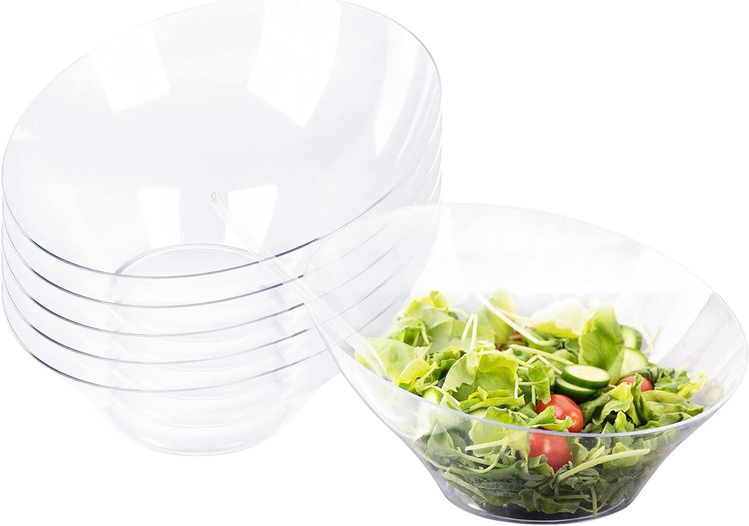 imagePARTY BARGAINS Clear Plastic Angled Bowls 10 oz Small 16 Pack HeavyDuty Disposable Party Serving Bowls for Appetizers amp DessertsClear