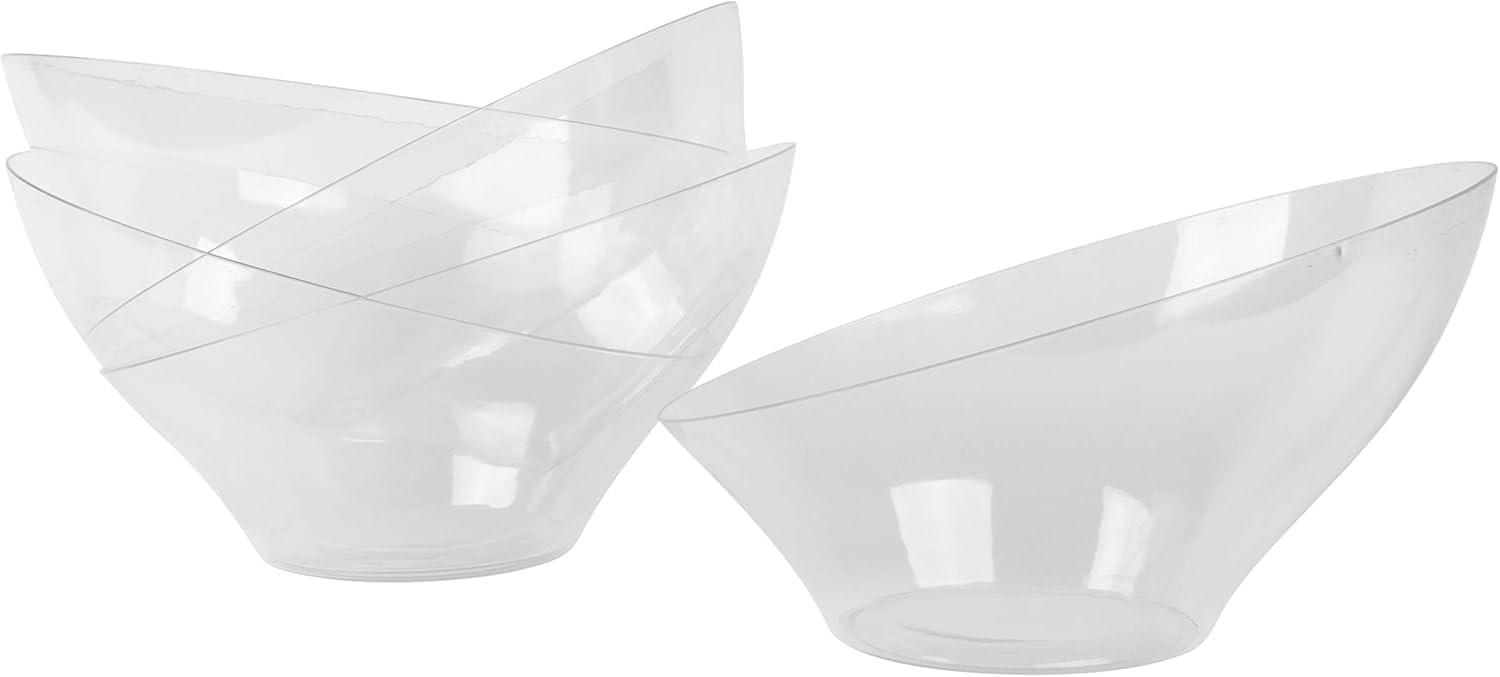 imagePARTY BARGAINS Clear Plastic Angled Bowls 10 oz Small 16 Pack HeavyDuty Disposable Party Serving Bowls for Appetizers amp DessertsClear