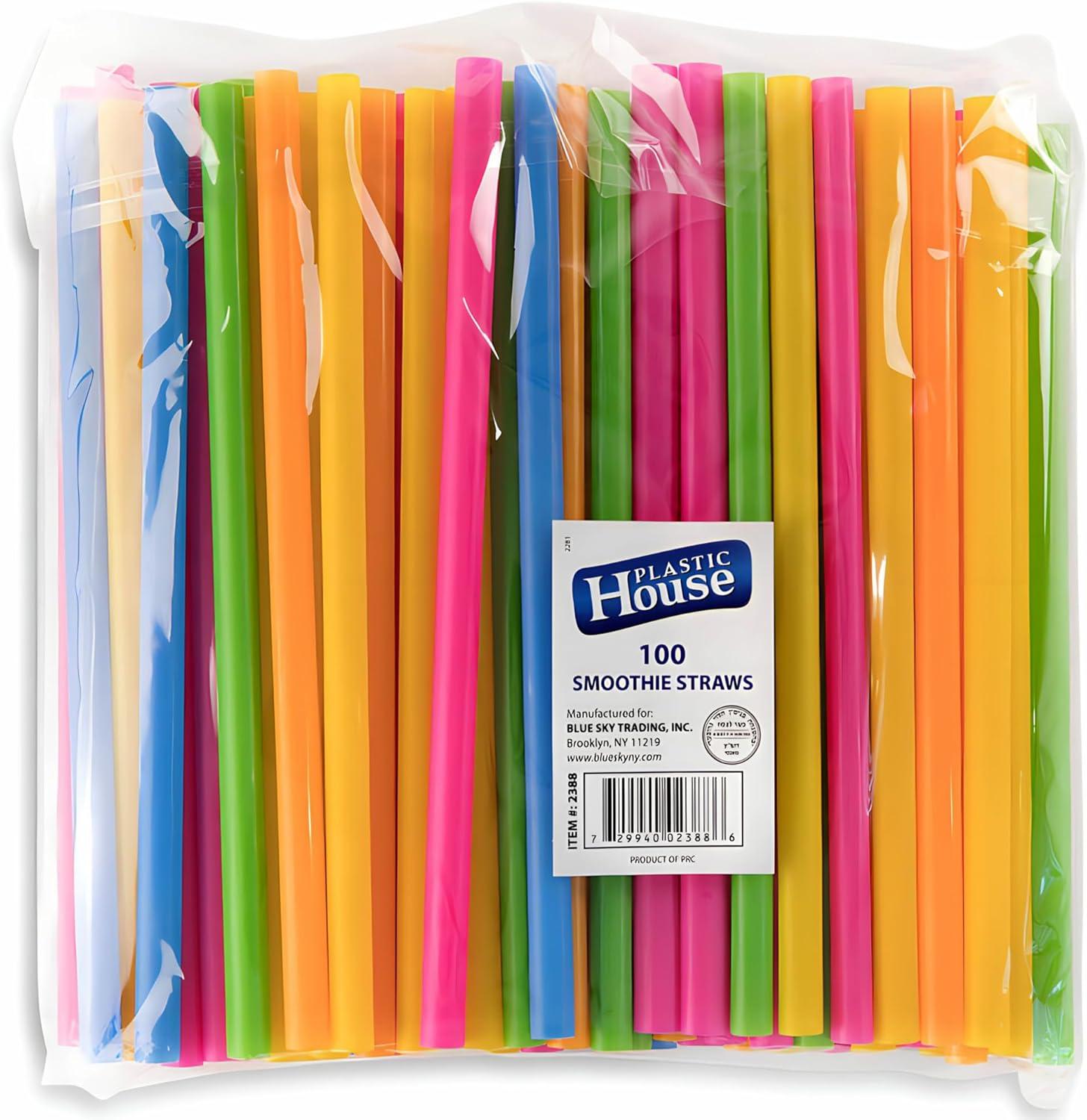 imageParty Bargains Smoothie Straws  BPAFree amp Reusable Assorted Bright Colors Drinking Straw  Perfect for Milkshake Boba Juices amp More  Jumbo Pack 100 Counts