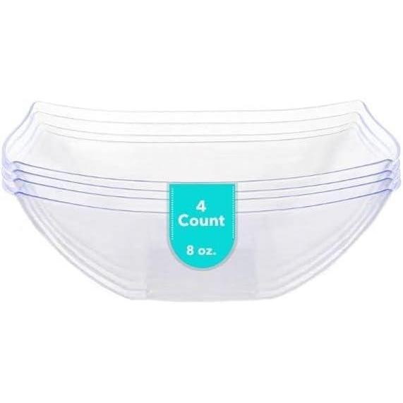 imagePARTY BARGAINS 64 oz Clear Square Plastic Bowls 5Pack  ExtraLarge Disposable HeavyDuty Party Serving Bowls for Snacks amp SaladsClear