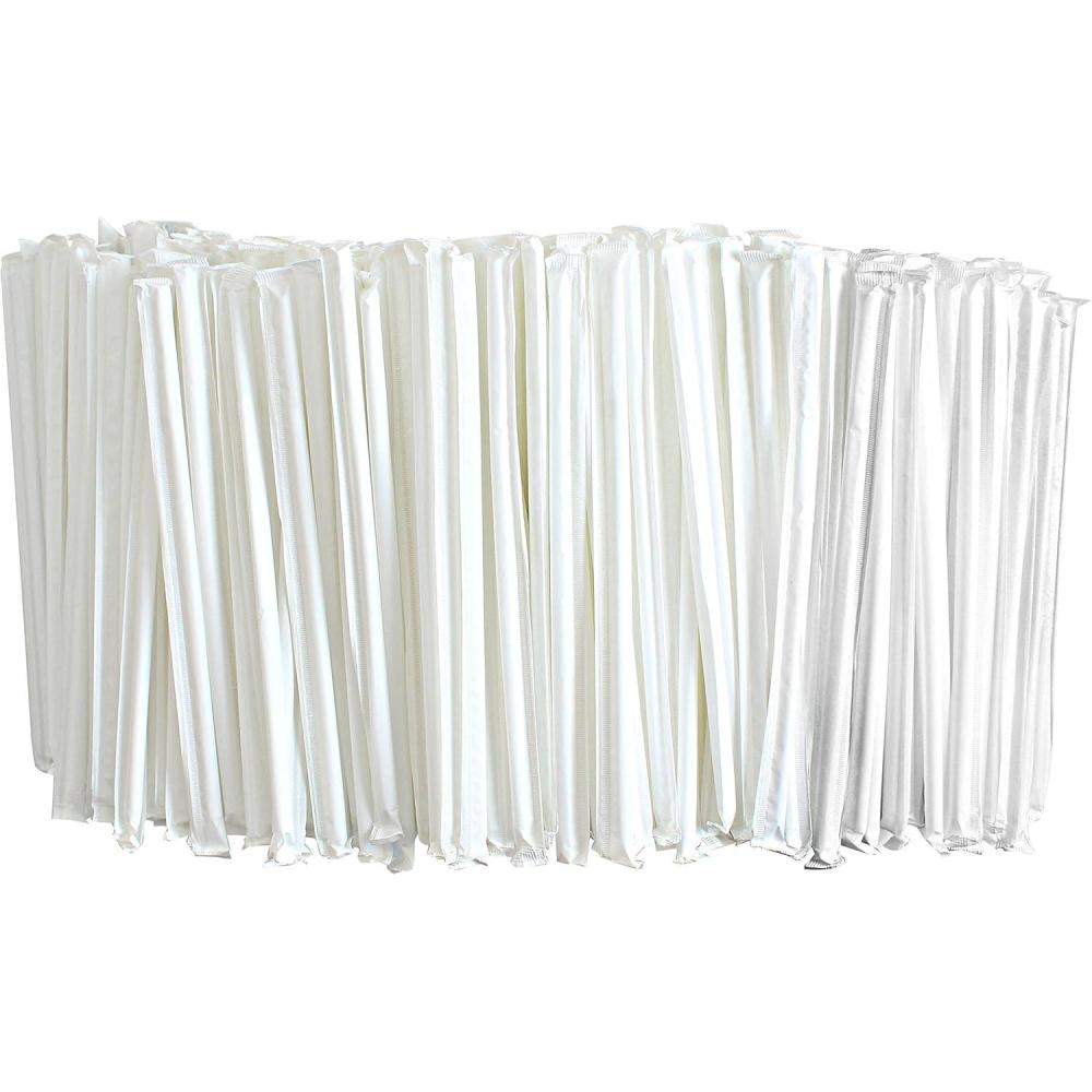 imageParty Bargains White Straws  Individual Wrapped Drinking Straw Perfect for Busy Cafeterias and Dining Halls  Standard Size  Pack of 400