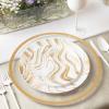 PARTY BARGAINS 10″ Curve Collection Disposable Dinner Plates – 10 Pack, Heavy Duty White Gold Curve Elegant Tableware Dish Plates for Banquets, Catering, and Formal Events