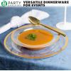PARTY BARGAINS 12oz Contrast Collection Disposable Bowls, Contrast Collection Clear with Gold Rim [10 Pack]