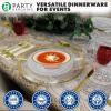 PARTY BARGAINS 12oz Contrast Collection Disposable Bowls, Contrast Collection Clear with Gold Rim [10 Pack]